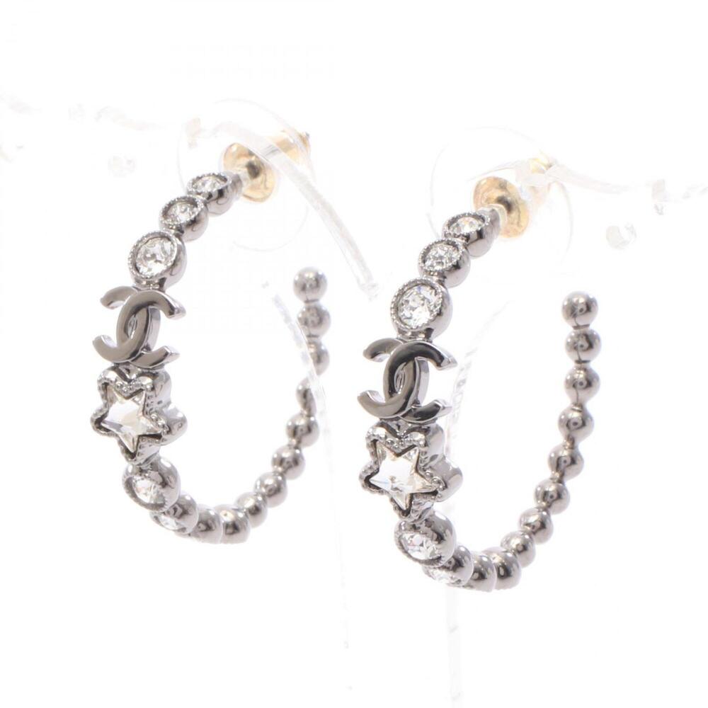 CHANEL Silver Logo Earrings